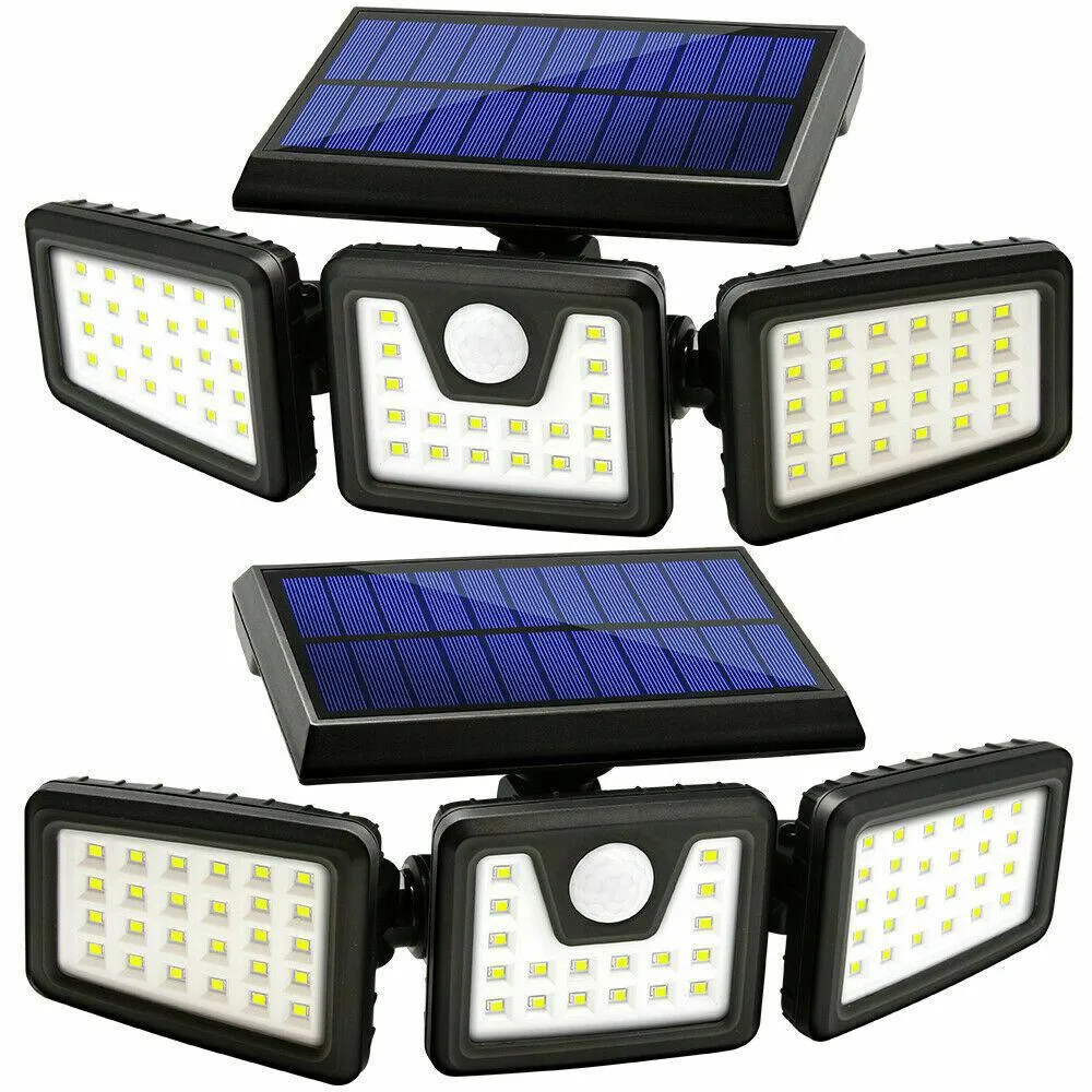 2 Pack - Solar Lights Outdoor, AmeriTop 800LM Wireless LED Solar Motion Sensor Lights Outdoor; 3 Adjustable Heads, 270° Wide Angle Illumination, IP65 Waterproof, Security LED Flood Light