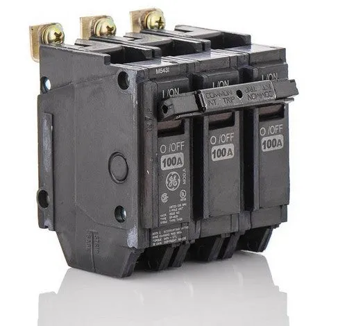 GE THQB32100 100 Amp Three-pole Q-Line Miniature Circuit Breakers 10KAIC Standard 120 ~ 240 VAC
