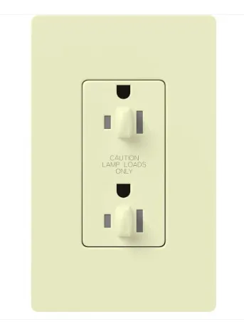 Lutron CAR-15-DDTR-AL Claro 15A Tamper Resistant Receptacle - Dual Dimming - Almond Finish
