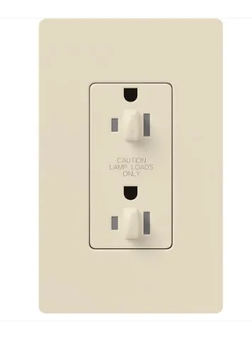Lutron CAR-15-DDTR-LA Claro 15A Tamper Resistant Receptacle - Dual Dimming - Light Almond Finish