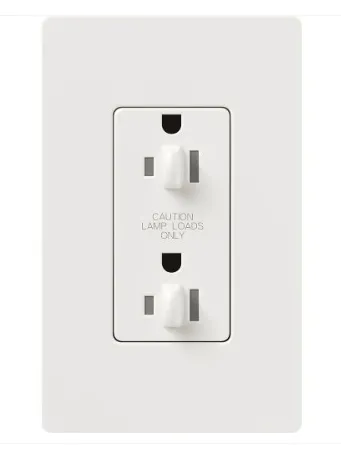 Lutron CAR-15-DDTR-WH Claro 15A Tamper Resistant Receptacle - Dual Dimming - White Finish