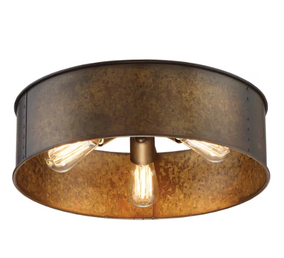 Nuvo 60-5893 Kettle - 3 Light Flush Fixture - Weathered Brass Finish